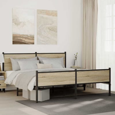 vidaXL - Bedframe - zonder - matras - metaal - sonoma - eikenkleurig - 183x213 - cm