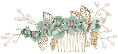 JeiibrZui Groene Strass Haar Kam - Kristallen Bruidskopstuk Voor Bruiloft Feest Galabal - Elegant Accessoire Voor Bruid En Bruidsmeisjes