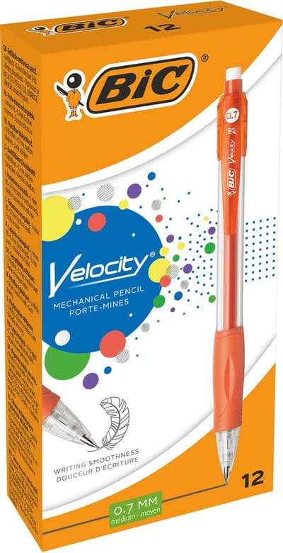 BIC Velocity HB Vulpotloden - Verschillende Kleuren Lichaam - Doos van 12 Stuks - 0.7 mm