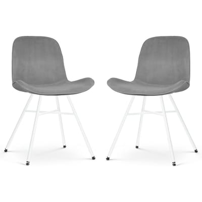 Nolon Noa-Fé Eetkamerstoelen Set van 4 Velvet Grijs - Stof - Wit Onderstel - Modern