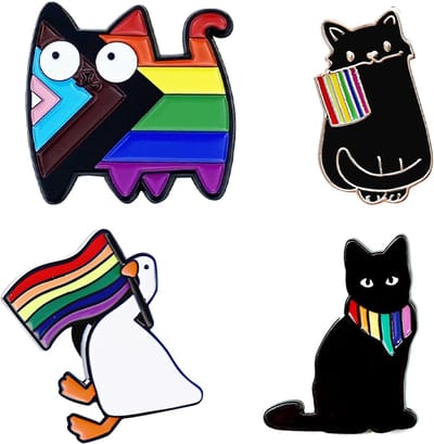 Set van 4 Rainbow Pride speldjes, LGBTQ+ broches voor kleding, tassen, rugzakken, Pride-decoraties, metalen pins met emaille coating, LGBTQ-pride badge, regenboogcadeaus