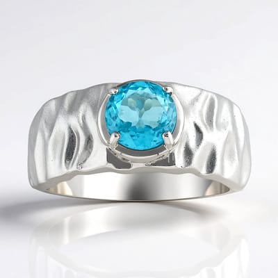 Cavill - Ring 925 Sterling Zilver - Blauwe Apatiet 0,68 ct Ronde Edelsteen - Elegant, Duurzaam - Madagascar Edelstenen