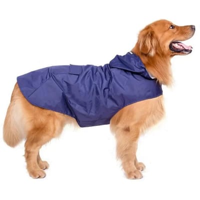 9 Maten Hond Regenjas Kleine Middelgrote Grote Honden Waterdichte Jas met Capuchon Regen Kleding met Reflecterende Streep Buiten Accessoires (Blue,M) blauw