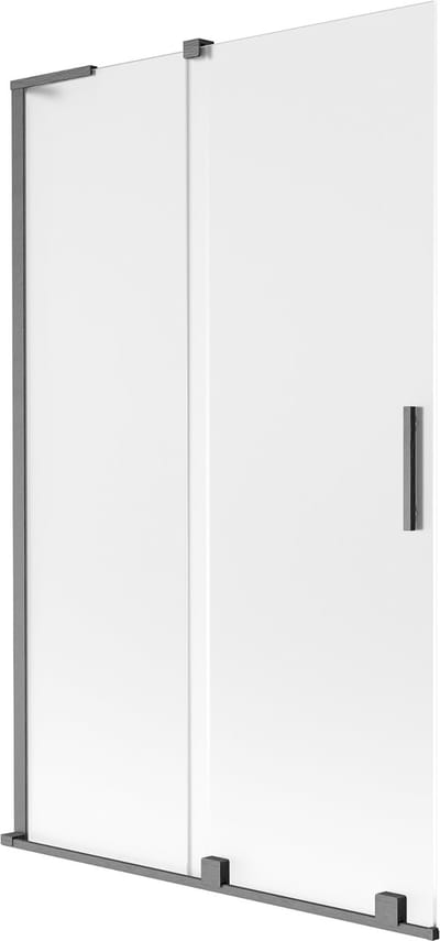 Mexen Velar L badwand 2-delig schuifbaar 110 x 150 cm, ijs, geborsteld kanongrijs - 896-110-003-31-66
