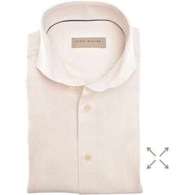John Miller Overhemd Mélange Color Fine Texture Linnen Stretch Blend Gebroken Wit / male