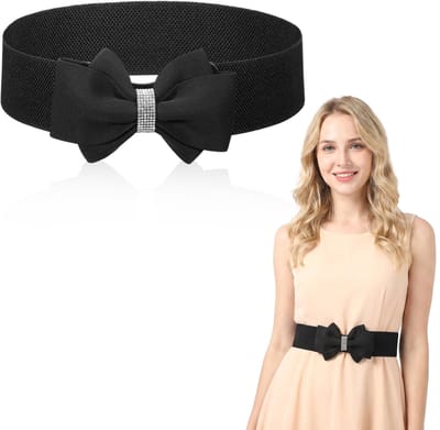 Dailygoods - Brede Elastische Tailleriem met Strik en Strass voor Dames