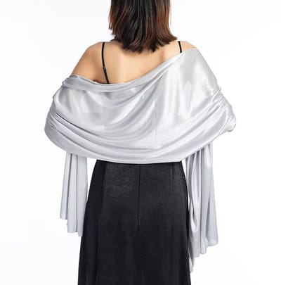 Actie4you® - Omslagdoek – Stola - Sjaal Dames Omslagdoek - Casual Feestelijk - Avondjurk Stola – Omslag Sjaal – 200x70CM - Zilver Grijs Kleur