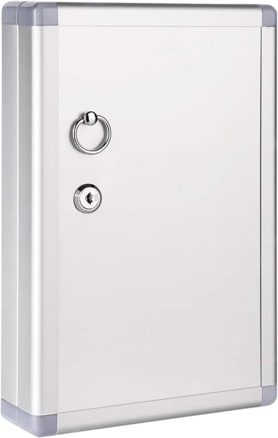 Famanu – Afsluitbare sleutelkast voor 24 sleutels, rechthoekig, ca. 6,1 x 21,6 x 31,8 cm (zilver)