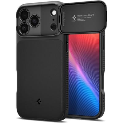 Spigen Optik Armor MagFit | Hoesje Geschikt voor Apple iPhone 17 Pro | Compatibel met MagSafe | Back Cover met Camera Slider | Zwart