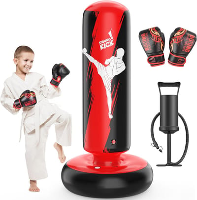 Opblaasbare Bokszak voor Kinderen - Staande Bokszak voor Karate, Taekwondo, MMA, Geschikt voor 3-8 Jaar