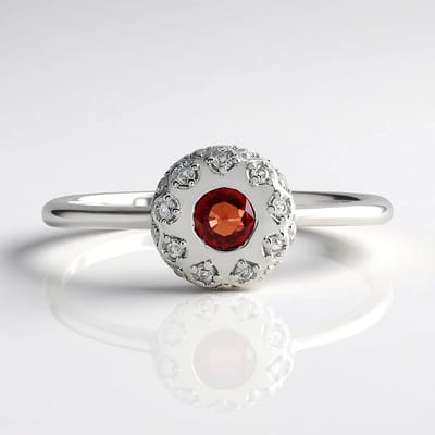 Cavill - Zilveren ring platina verguld - Tanzania robijn 0,228 ct - Cambodjaanse zirkonen 0,257 ct - Elegant verfijnde damesring Adela Silber