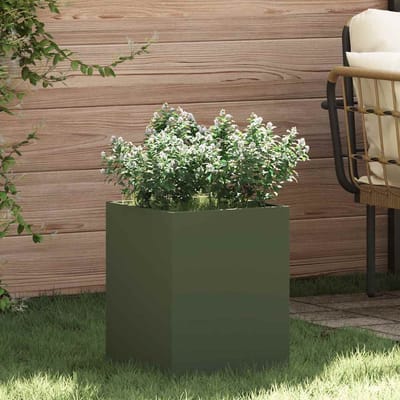 vidaXL - Plantenbak - Olijf - Groen - 32 - x - 32 - x - 40 - cm - Koudgewalst - staal