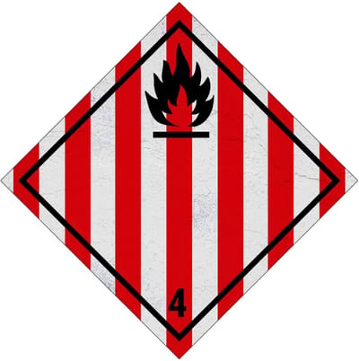 ADR klasse 4.1 brandbare vaste stoffen bord | Sign Again materiaal | 20 x 20 cm