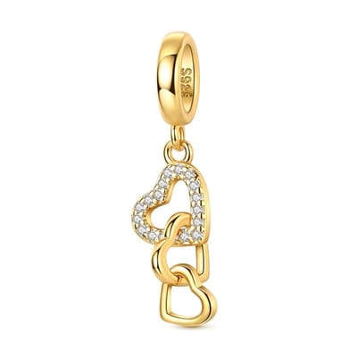 Fler® | Bedel | Past op populaire bedelarmbanden (standaard - 3mm) | Drievoudige Harten Bedel | Hangbedel Charm | 925 sterling zilver | Transparante zirkonia | Armband Kraal | Valentijnsdag Cadeau | Sinterklaas kado | Kerstcadeau | Verjaardag