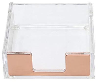 Sticky Notes Memo Pad Houder Dispenser - Rose Goud Bureauorganizer voor Kantoor en Thuis