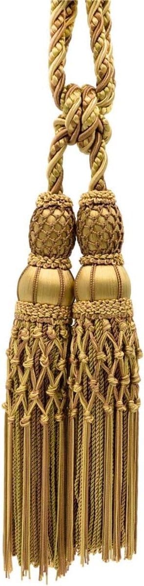 Gordijn Tassel - Gordijn Tieback Houder - Gordijnen Decoreren - Dubbele Tassel Design - 97 cm Lengte - Goud Bruin Groen