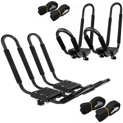 Lot de 2 paires de porte-kayaks pour toit de voiture, canoë, bateau, planche de surf, barres transversales pour voiture, SUV, camion 2 pairs noir
