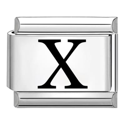 Quiges - Schakel - Bedel - 9mm - charms - Laser alfabet - letter X - Geschikt voor - armband - Schakelarmband - italy bedels armband