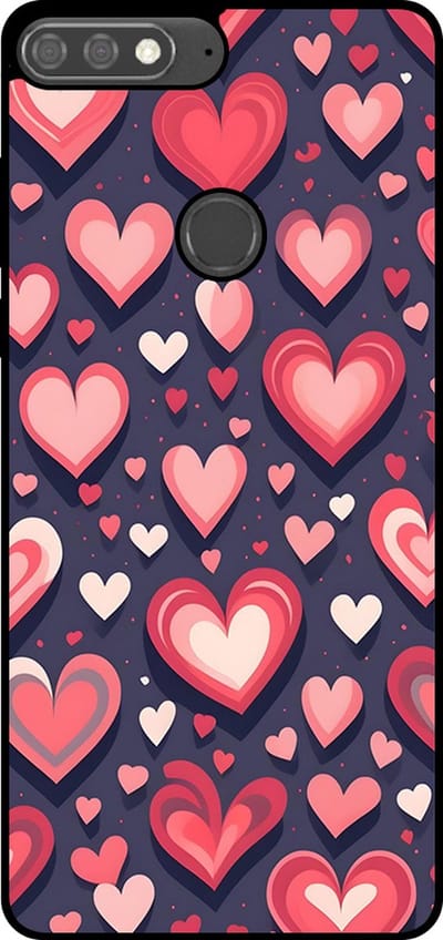 Smartphonica Telefoonhoesje Geschikt voor Huawei Y7 Prime (2018) met Hartjes Opdruk - TPU Backcover Case With Heart Design geschikt voor Huawei Y7 (2018)
