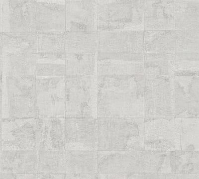 METALLIC TEGELLOOK BEHANG | Industrieel - Crème Grijs Zilver - Livingwalls Stories of Life