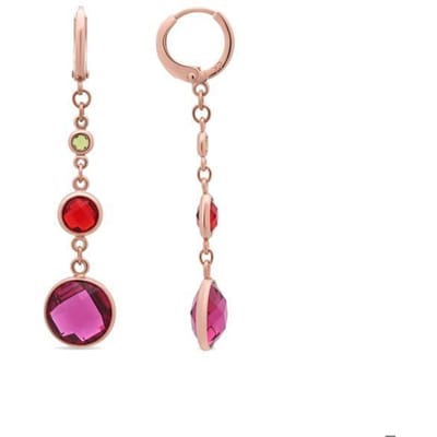 Luxenter oorbellen in metaallegering en multicolor zirkonia, afgewerkt in 18 karaat roségoud - Huis