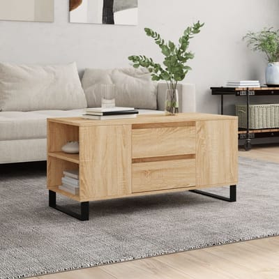 vidaXL - Salontafel - 102x44,5x50 - cm - bewerkt - hout - sonoma - eikenkleurig