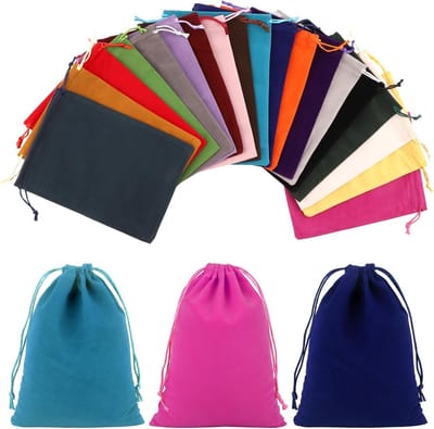 Thijox - 19 Stuks Fluwelen Zakjes met Trekkoord 15 x 20 cm, Cadeauzakjes voor Sieraden, Ringen, Kleine Stoffen Zakjes voor Bruiloft, Kerstmis, Feest (