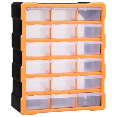 vidaXL - Organiser - met - 18 - medium - lades - 38x16x47 - cm