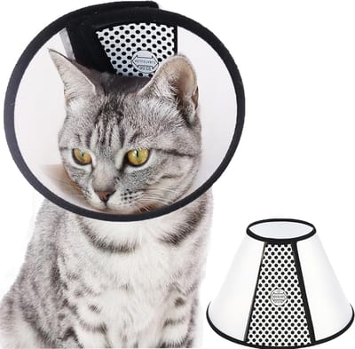 Verstelbare Elizabethaanse beschermhalsband voor huisdieren, anti-bijt en likken, ideaal voor herstel na operatie, baden en nagelknippen, nekomtrek 26-33 cm
