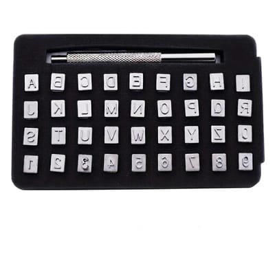 Zwart metaal leergereedschap set unisex 36 delige letter en nummer stempel set inclusief graveer pen 6 mm leer stempel gereedschap voor leer bewerking ambacht en personalisatie