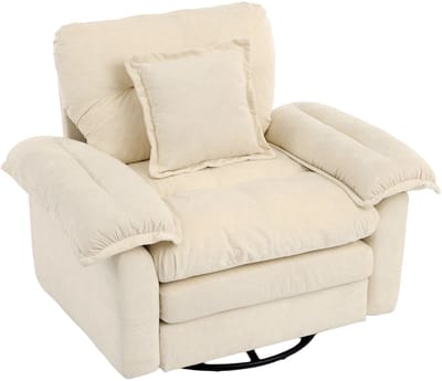 Chenille Draaifauteuil 360° - Oversized Leesfauteuil - Accentstoel met Steunkussen - Gestoffeerde Lounge Fauteuil voor Slaapkamer/Woonkamer/Kinderkamer