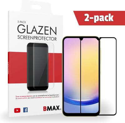 2-pack BMAX Screenprotector geschikt voor Samsung A25 van gehard glas - Screenprotectors - Telefoonaccessoires - Telefonie & Accessoires - Beschermglas - Glas screenprotectors