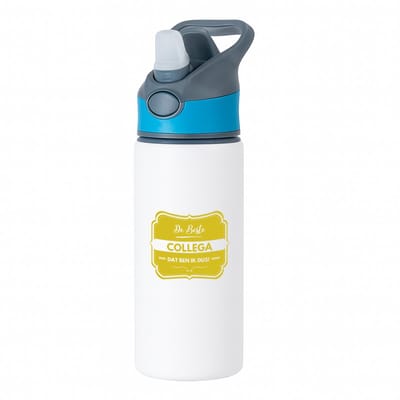 Hacebo® - De beste collega, dat ben ik dus waterfles met rietje blauw - iemand die een collega is - beste ooit - werk - collega - verjaardagscadeau - kado - gift - geschenk - afscheidscadeau - welkomscadeau - water fles - 650ML