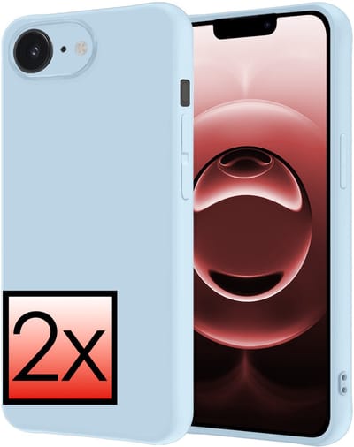 Hoesje - 2 Stuks - Geschikt voor Apple iPhone 16e / 17e - Sterk & Shockproof - Case Siliconen - Back Cover - Telefoon Hoes - Lichtblauw