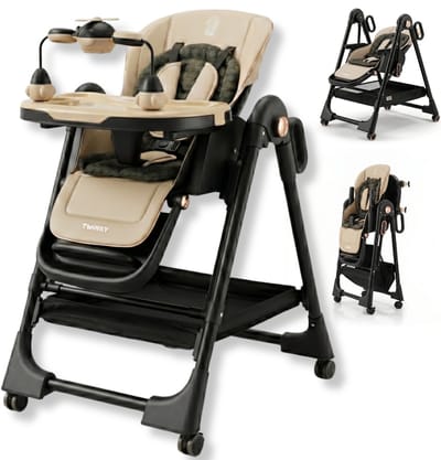 Twinky® Kinderstoel EXPLORE – 4-in-1 Kinderstoeltje Set met Schommel en Ligfunctie – Inklapbare Eetstoel & Baby Wagentje en Babystoel Voor Aan Tafel – Kinderzetel, Peuterstoeltje en Meegroeistoel in 1