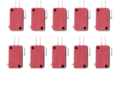 Allecto - Micro Switch - Push Button - 10 Stuks - Rood - Vervangingsschakelaar - Geschikt voor Arcade Games - Compacte Formaat