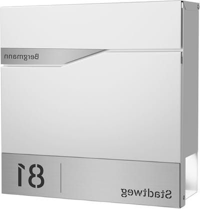 Brievenbus met krantenvak - Postbus muurbevestiging - Post ontvangen - Gepersonaliseerde gravure - 365B x 38H cm - Wit RAL9016