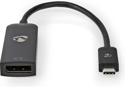 Nedis USB-C Adapter - USB 3.2 Gen 1 - USB-C Male - DisplayPort Female - 8K@30Hz - 0.20 m - Rond - Vernikkeld - PVC - Zwart - Doos