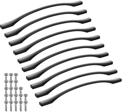 SOTECH 10 stuks aluminium meubelgrepen BLACKLINE XV BA 256 mm mat zwart (lengte 292 mm, breedte 13,5 mm, hoogte 30 mm) kastdeurgrepen beugelgrepen