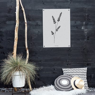 MOODZ design | Tuinposter | Buitenposter | Illustratie natuur 3 | 70 x 100 cm | Grijs