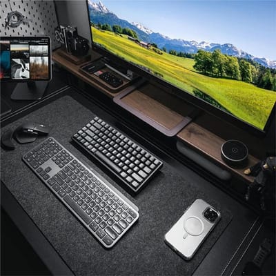 Grote Vilt Bureau Mat 100 x 43 cm, Antislip Muismat, Bureau Onderlegger voor Thuis en Kantoor, Donkergrijs