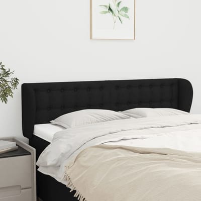 vidaXL - Hoofdbord - met - randen - 147x23x78/88 - cm - stof - zwart