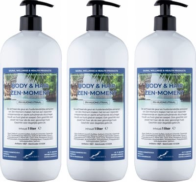 Body & Hair Zen Moment 1 Liter - met gratis pomp - set van 3 stuks - 2 in 1 voor lichaam en haar.