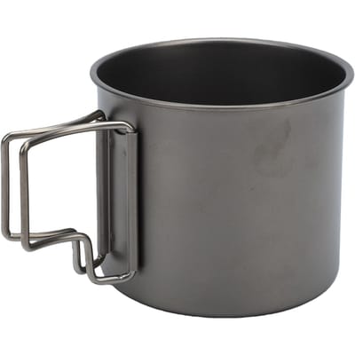 Ti Cup Camping Koffiemok met Opvouwbaar Handvat Lichtgewicht Draagbaar voor Buiten Reizen Wandelen 8CM black