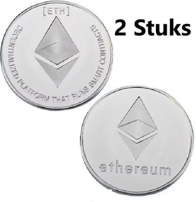2x Ethereum Munt I Fysieke Ethereum Munt I Cryptotoken I Cadeau Idee I Zilver