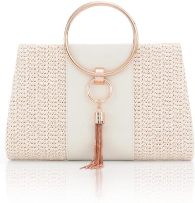 Stijlvolle Stro Clutch Tas voor Vrouwen, Perfect voor Zomer, Strand en Avonduitjes, Met Dode Franje