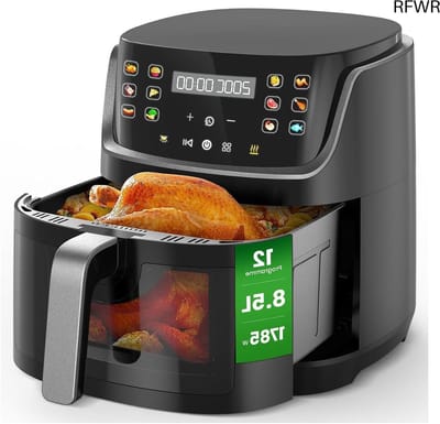 RFWR® XL Heteluchtfriteuse met 8,5 Liter Capaciteit en LED-Touchscreen | 12 Functies en Kijkvenster