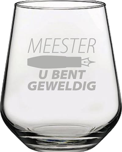 Gegraveerde Drinkglas 42,5cl Meester u bent geweldig