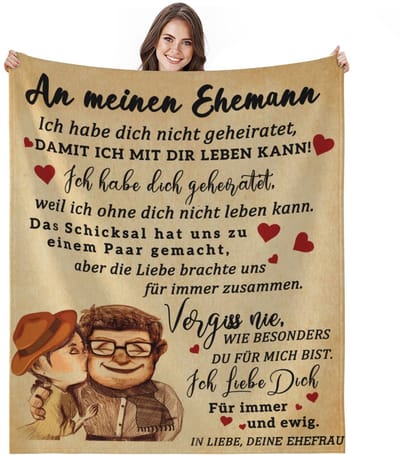 Dailygoods- Knuffeldeken met briefpatroon - Fleecedeken - Warm en knuffelig - 150 x 130 cm - Huidvriendelijk - Perfect als cadeau voor hem - Deken