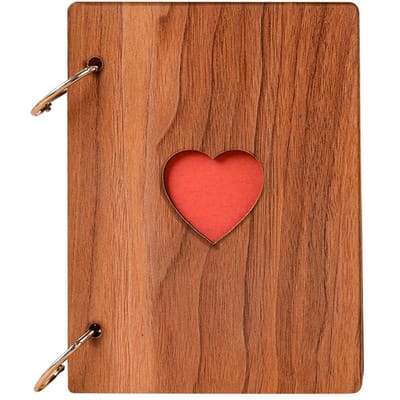 DIY fotoalbum houten omslag jubileum plakboek 6 inch zelfklevend prentenboek vintage hart Wood brown